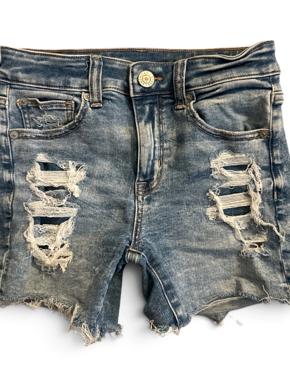 American Eagle Outfitters Ripped Light Blue Denim Shorts
